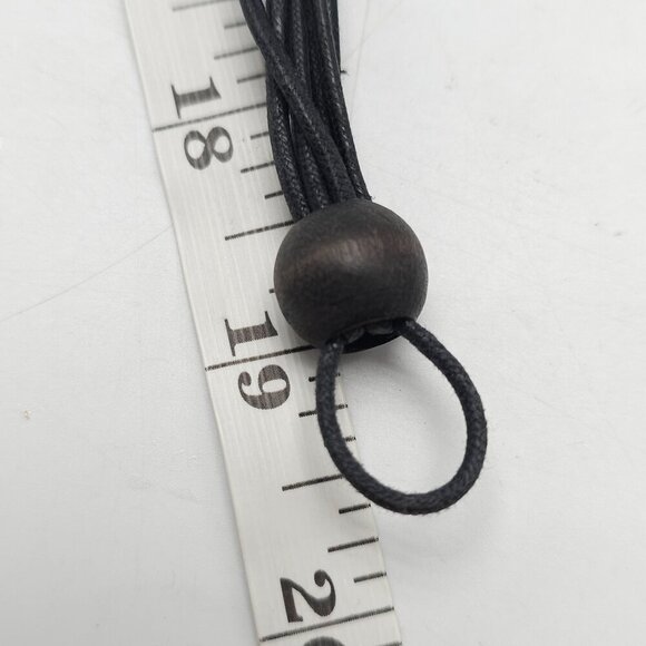 Black Wooden Bead Multi Strand Necklace With Silver Tone Accents - Picture 5 of 5